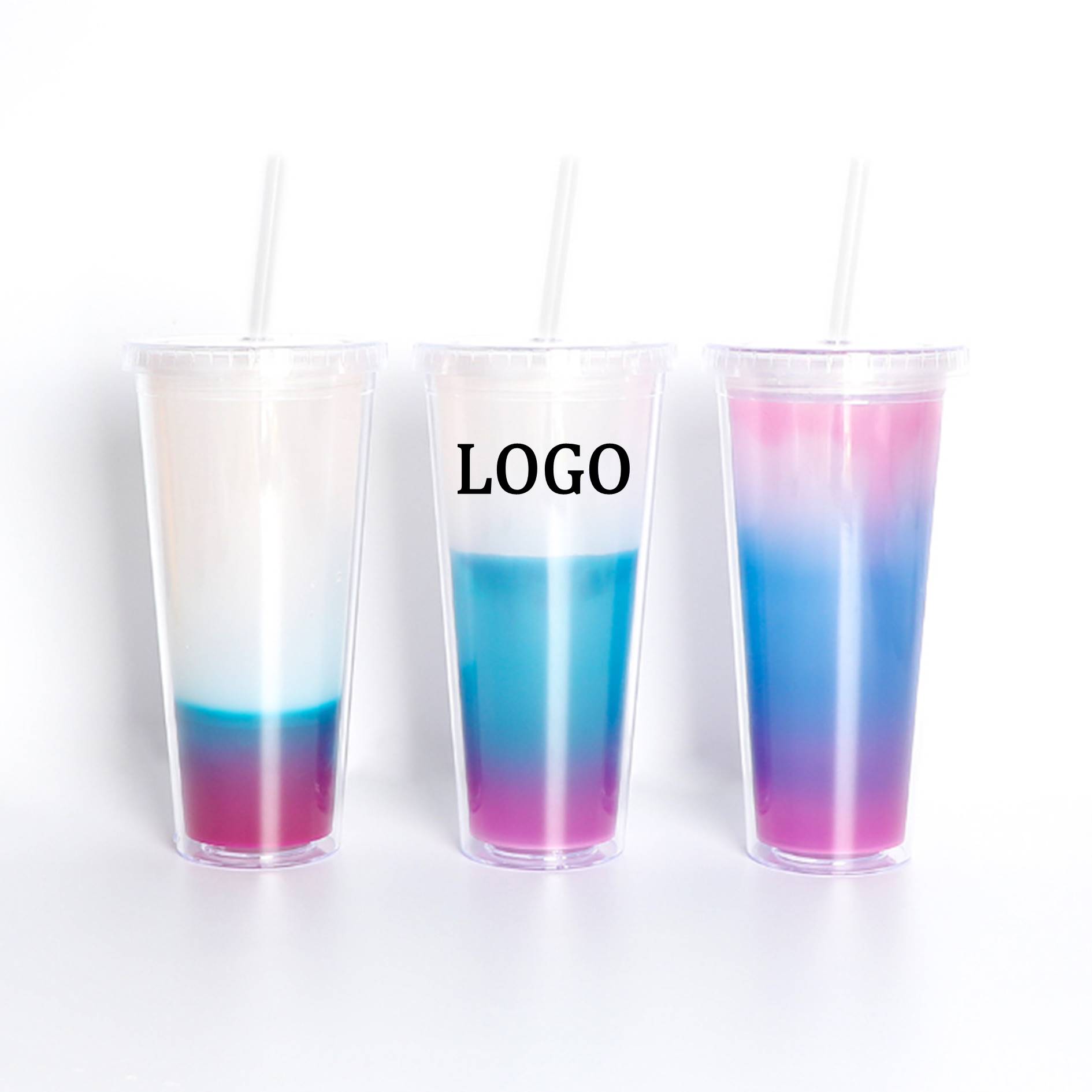 20 Oz. Double Wall Color Changing Straw Tumbler 2