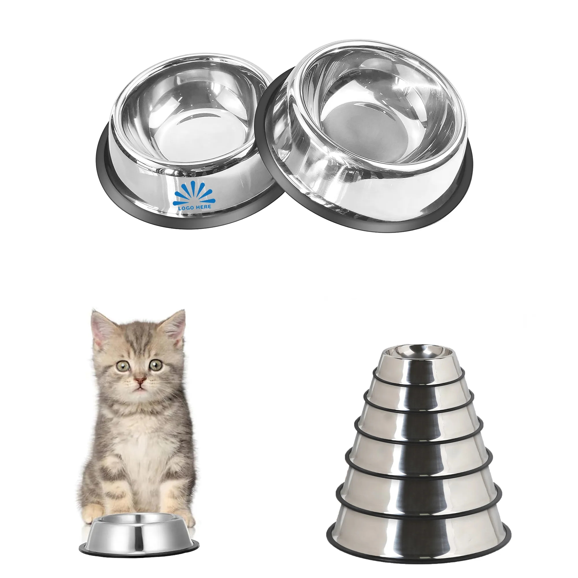 MOQ20 Stainless Anti-Slip Steel Dog Bowl 2
