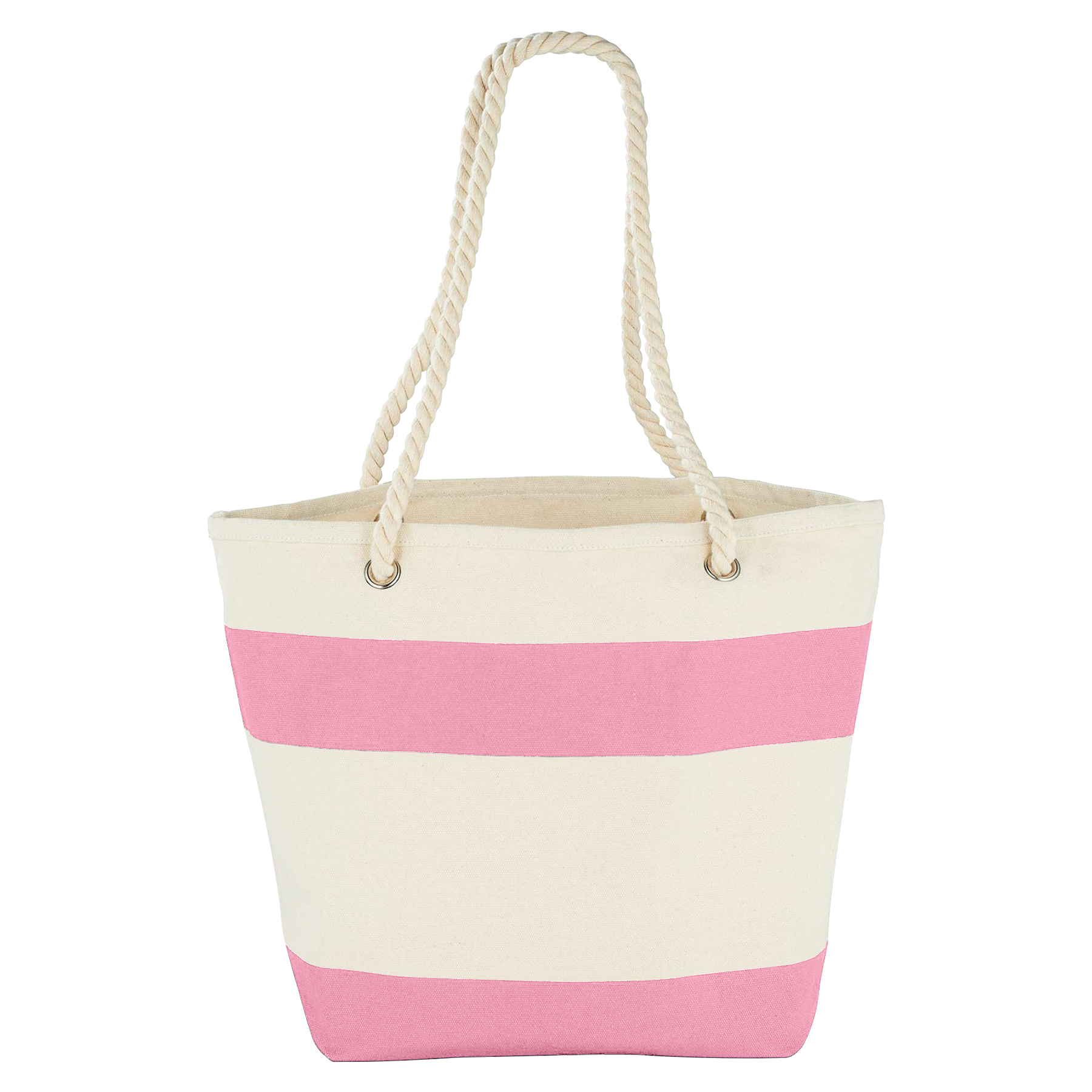 12oz Cotton Canvas Capri Stripes Shopper Tote With Rope Handle 7