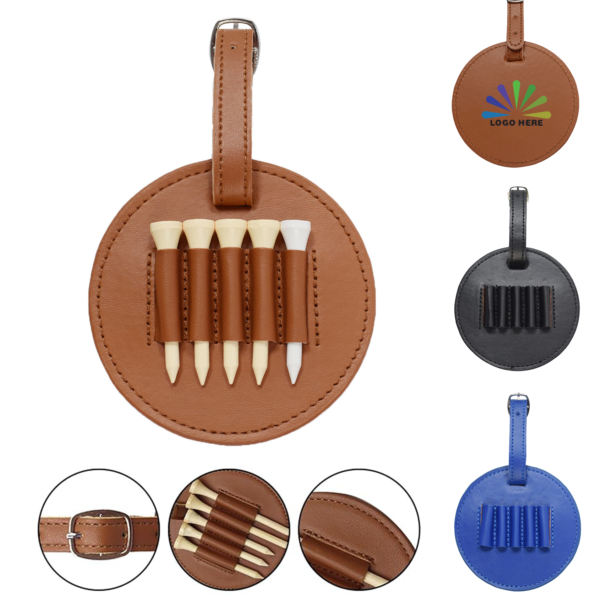 Portable Golf Tee Leather Bag 2