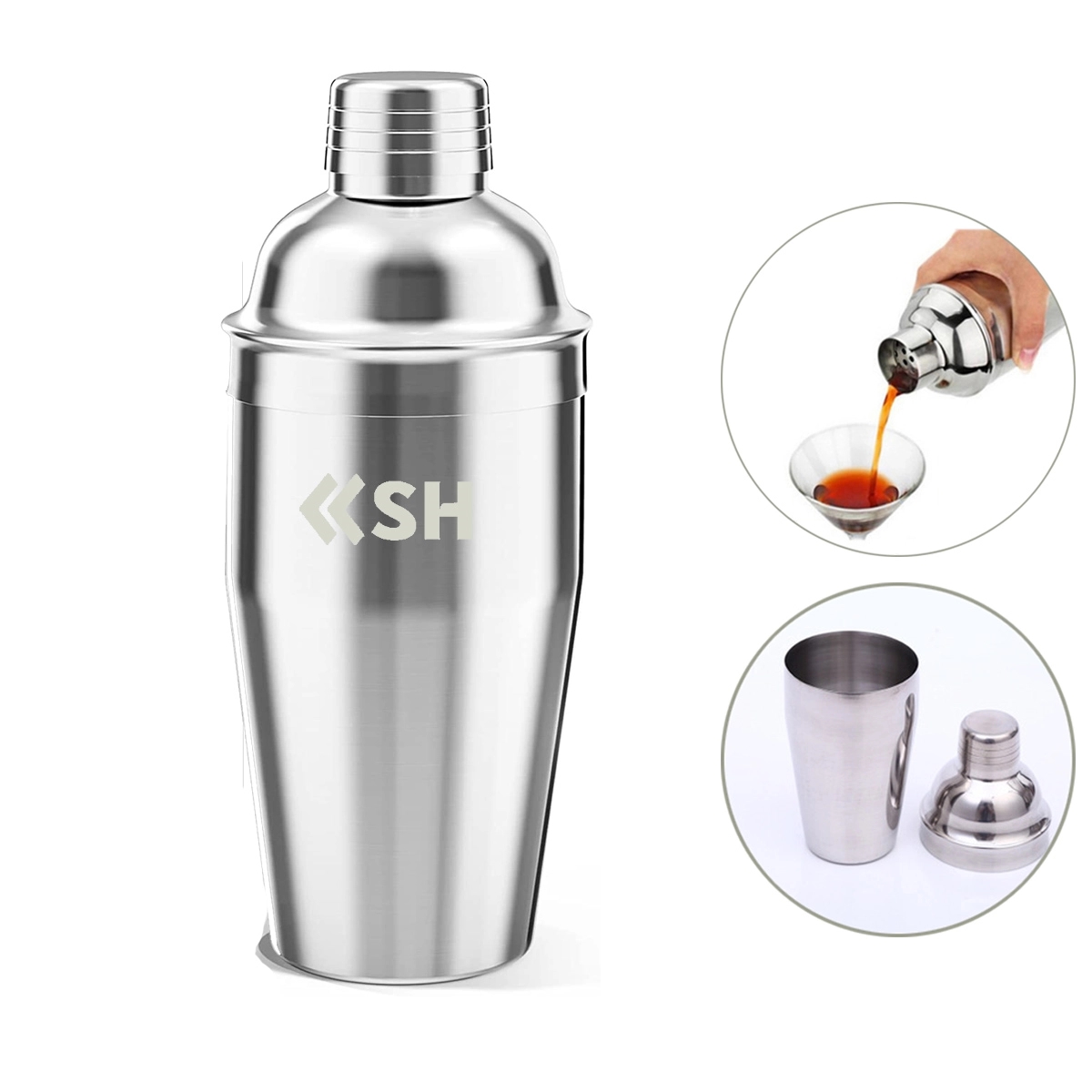 Large Stainless Steel Cocktail Shaker 18Oz/ 550Ml 2