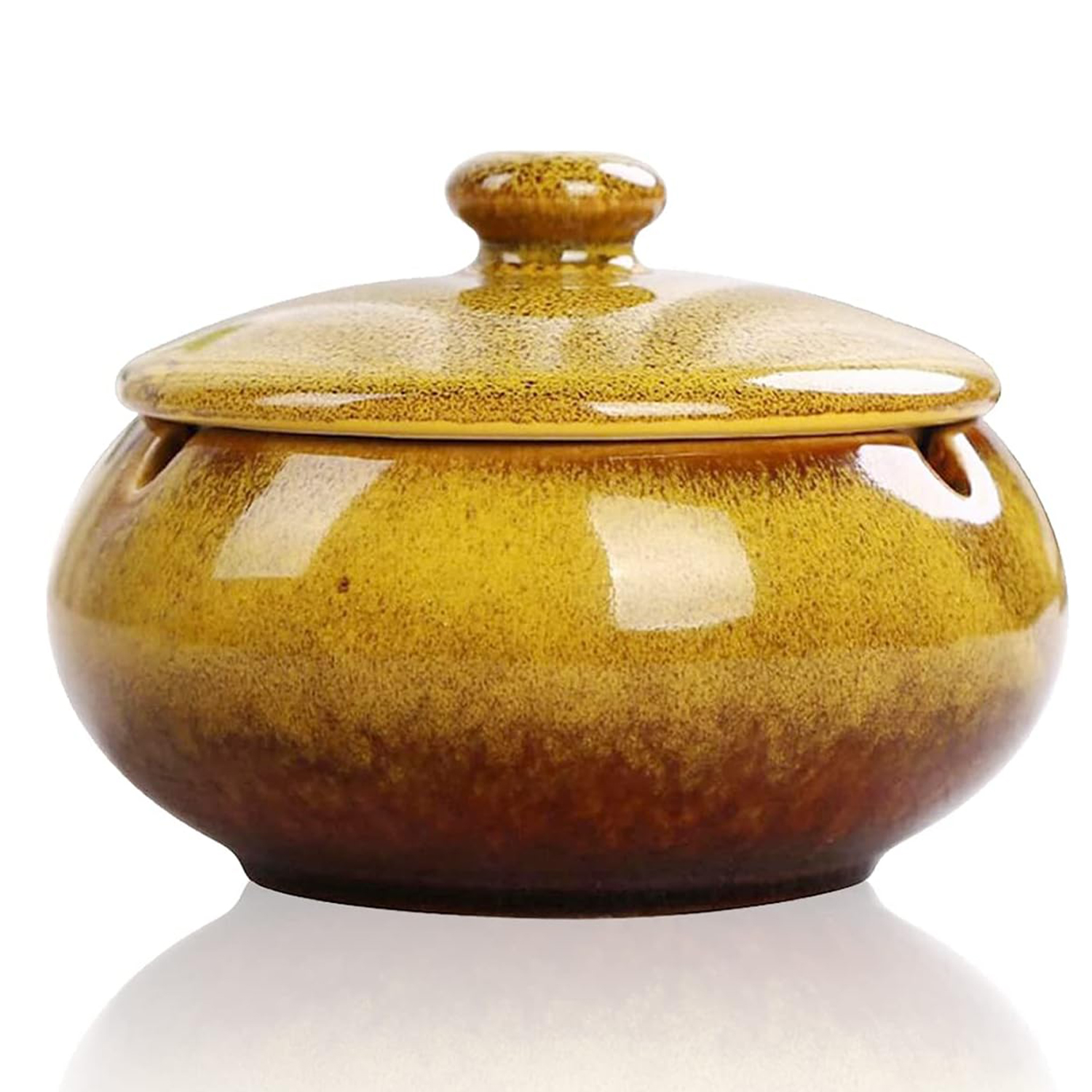 Windproof Ceramic Ashtray w/ Lid 6