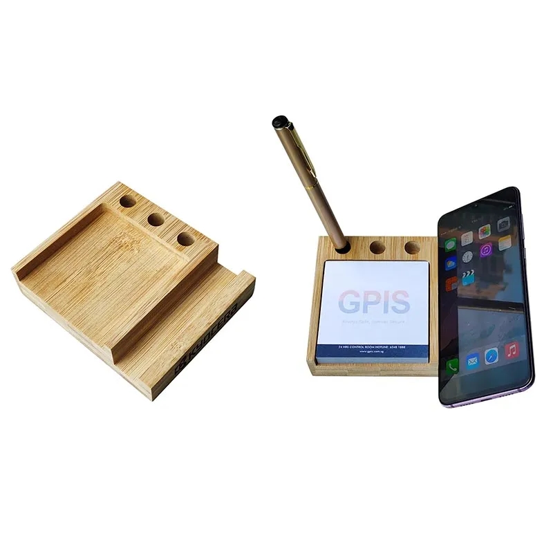 Bamboo Desk Organizer with Phone Holder 3