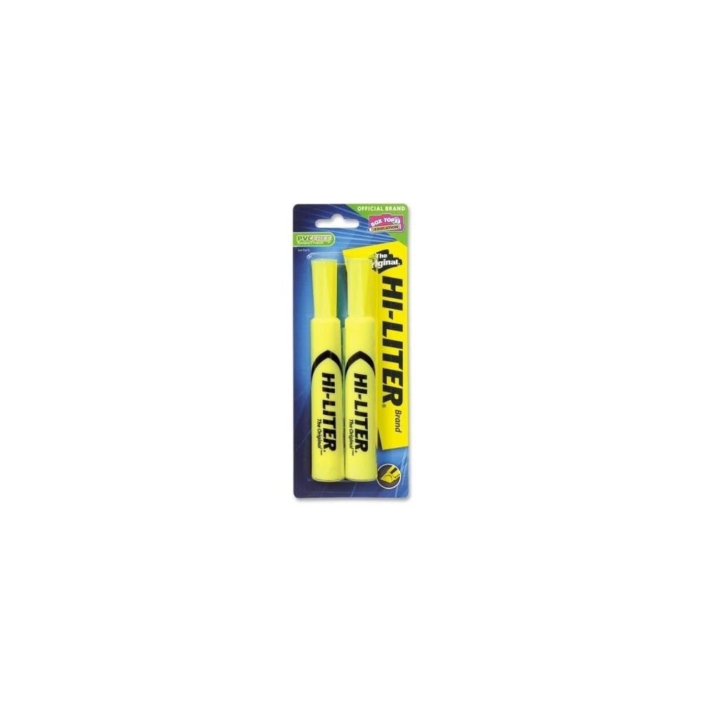 Highlighters - Fluorescent Yellow Chisel Tip 2 Pack 2