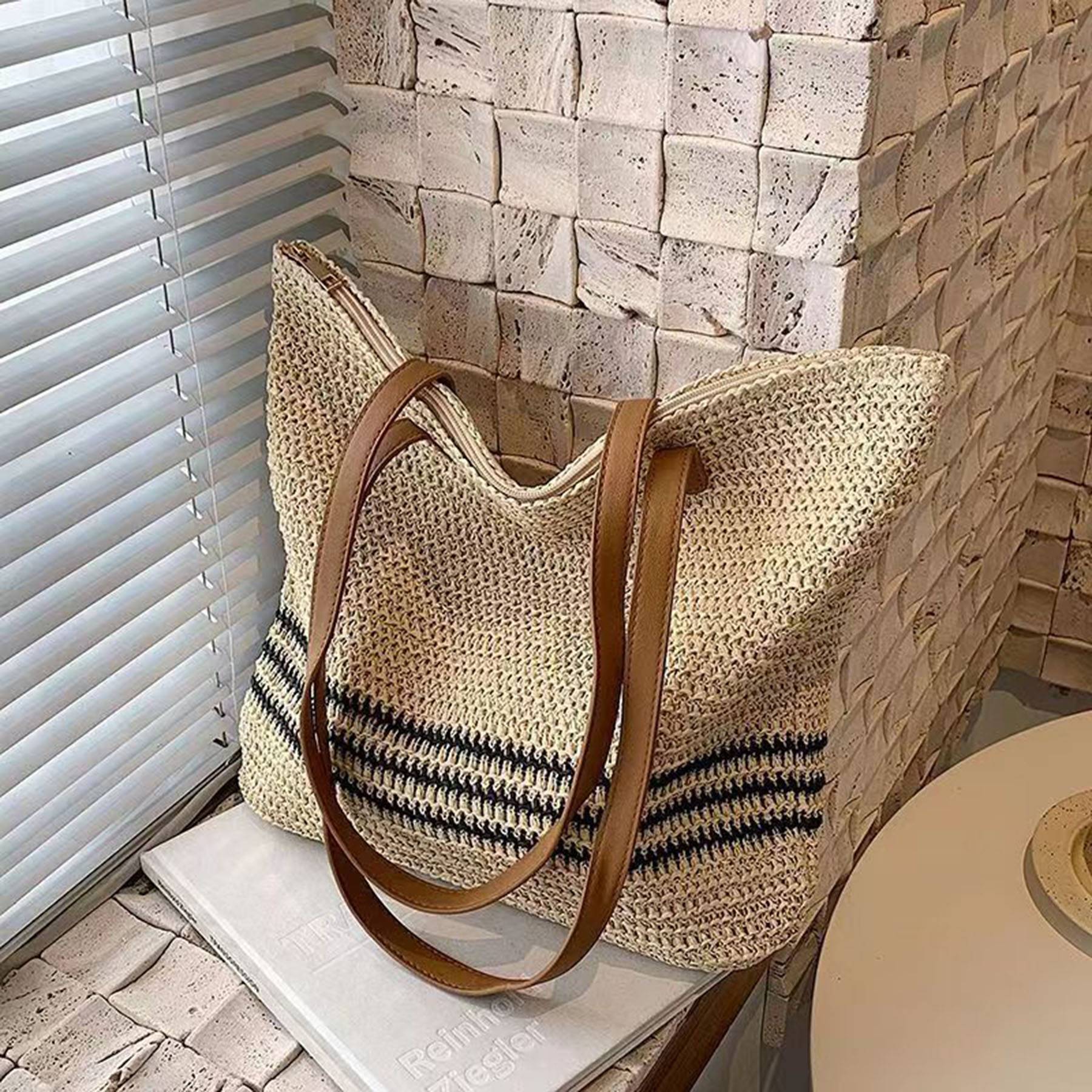 Hand-woven Straw Shoulder Summer Beach Bag 2