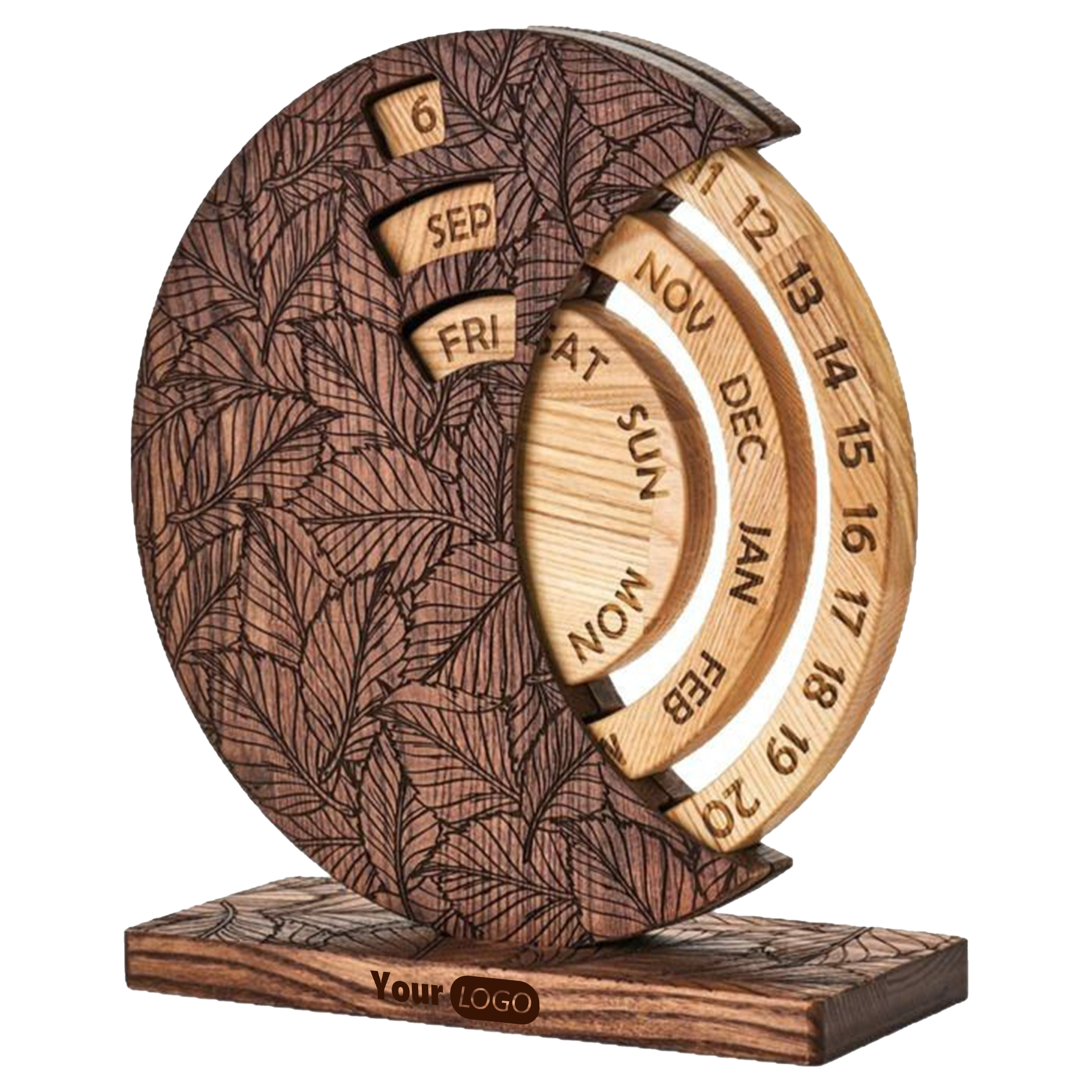 Wooden Perpetual Desk Calendar 2