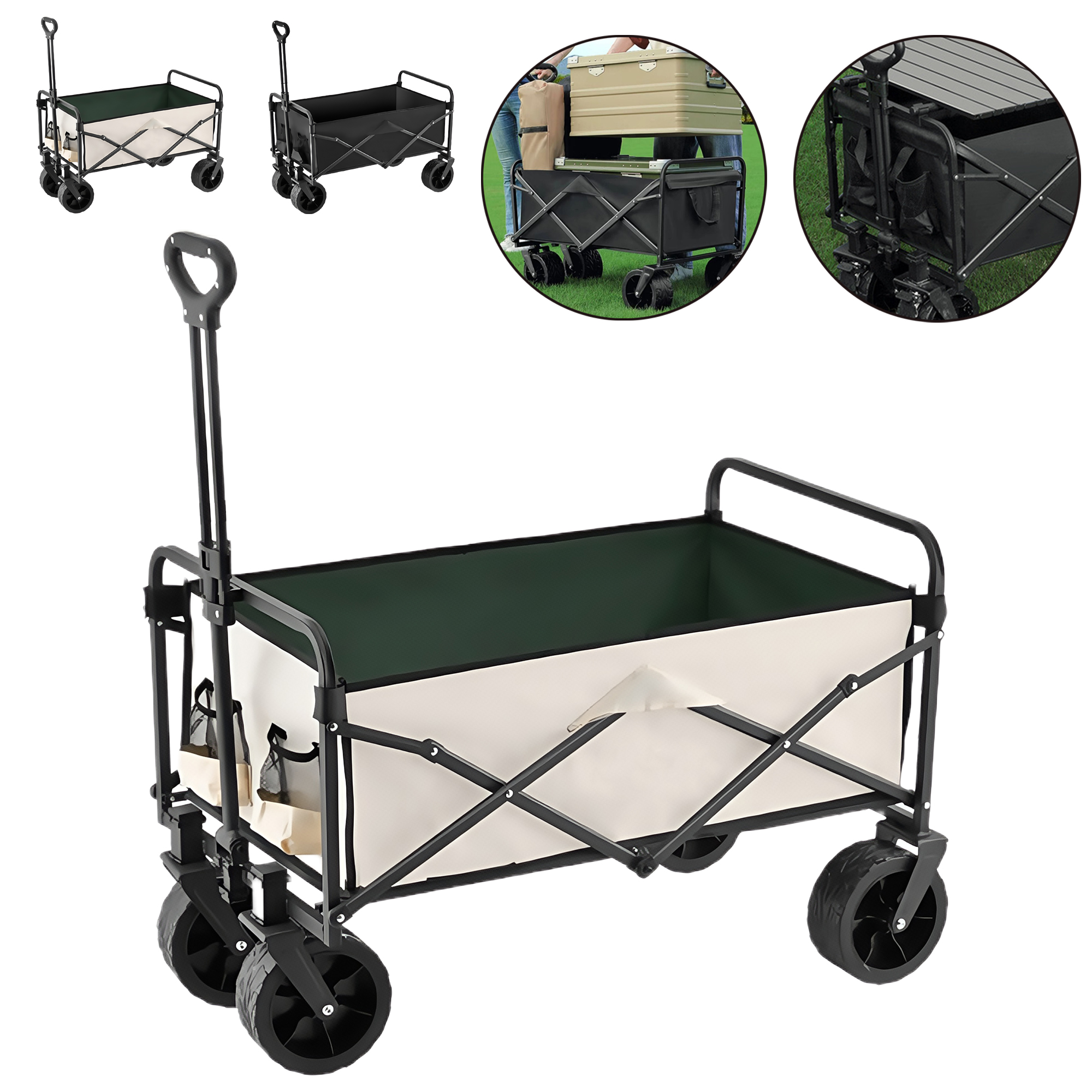 8" Folding Camping Wagon with 180L Capacity, 500lbs Load 3