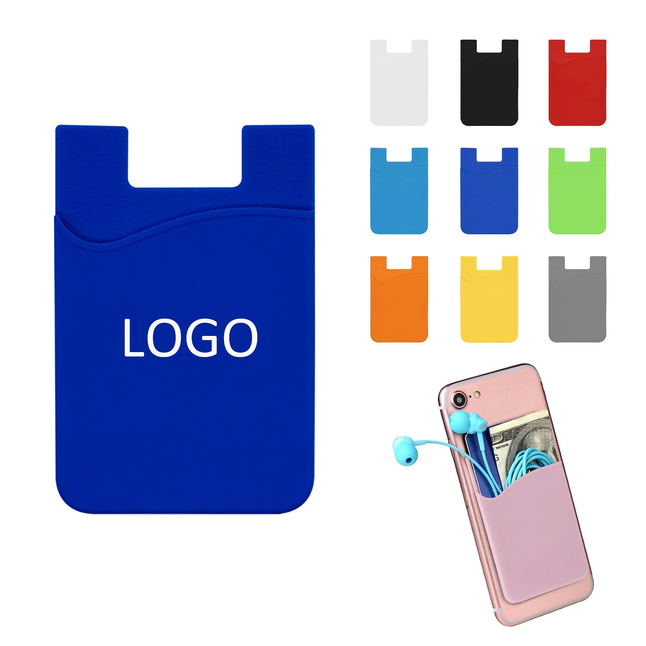 Stick-on Silicone Cell Phone Wallet Card Sleeve 3