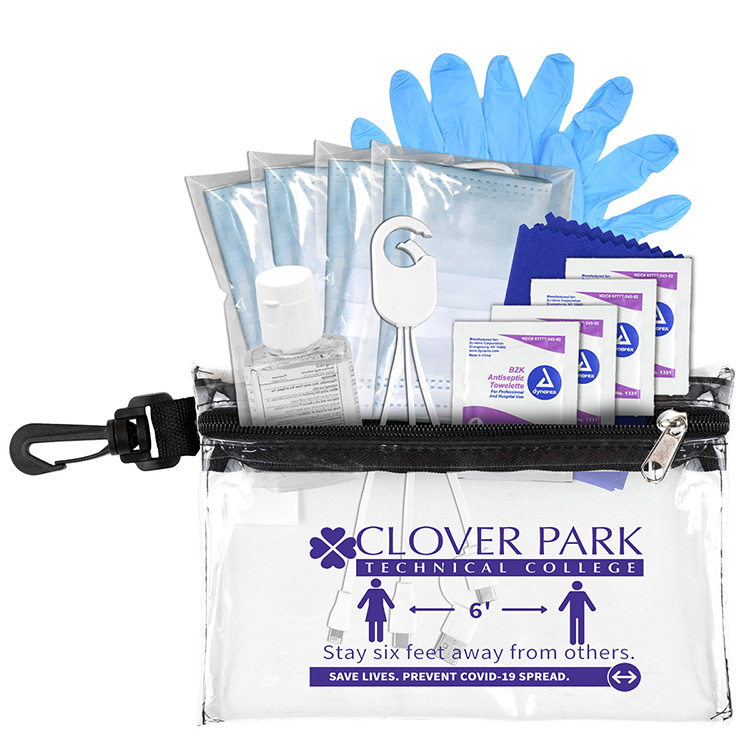 "Jupiter" 12 Piece Safety Kit in Zipper Pouch with Carabiner Attachment 13