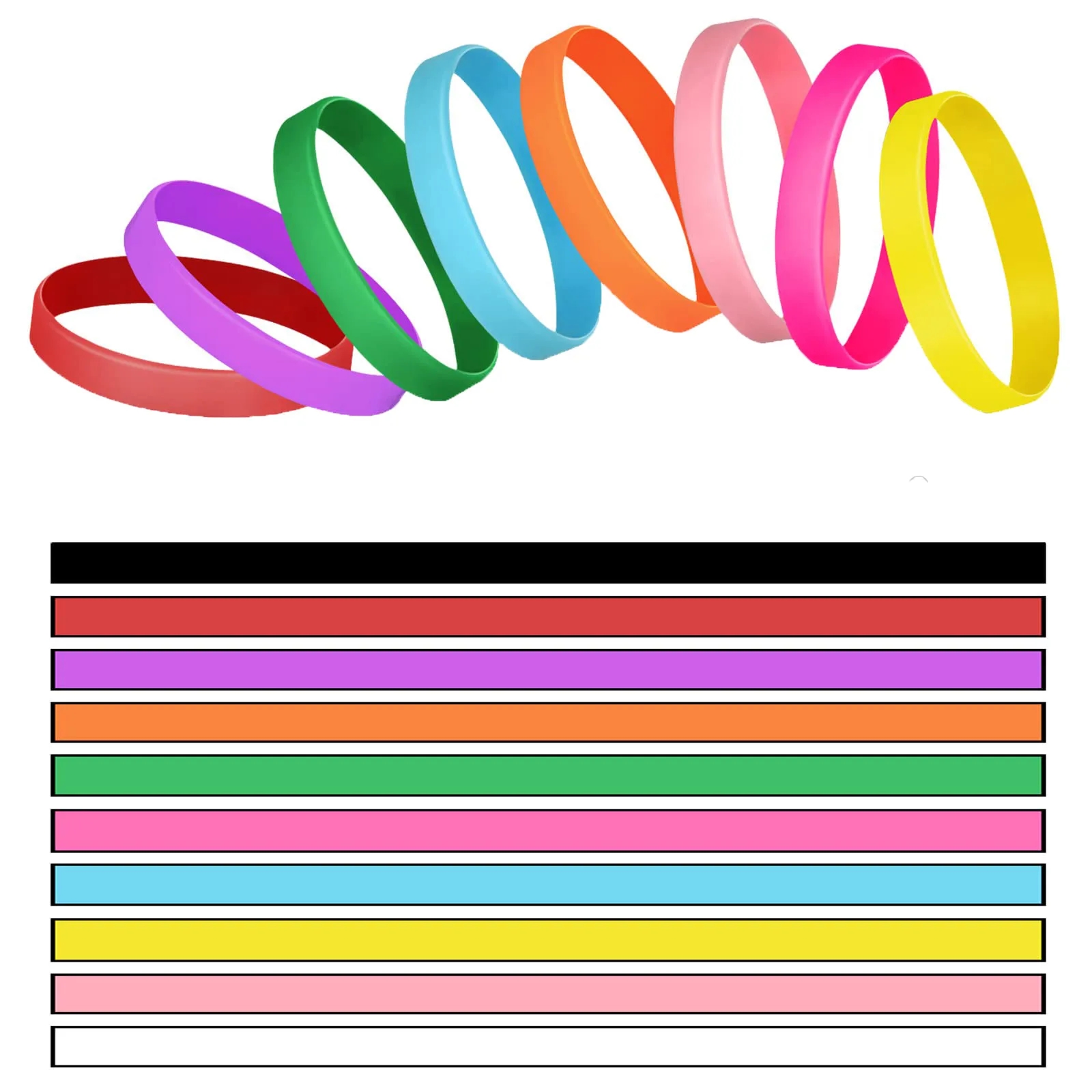 Printed Colorful Filled Silicone Wristbands Blank Bracelets 2