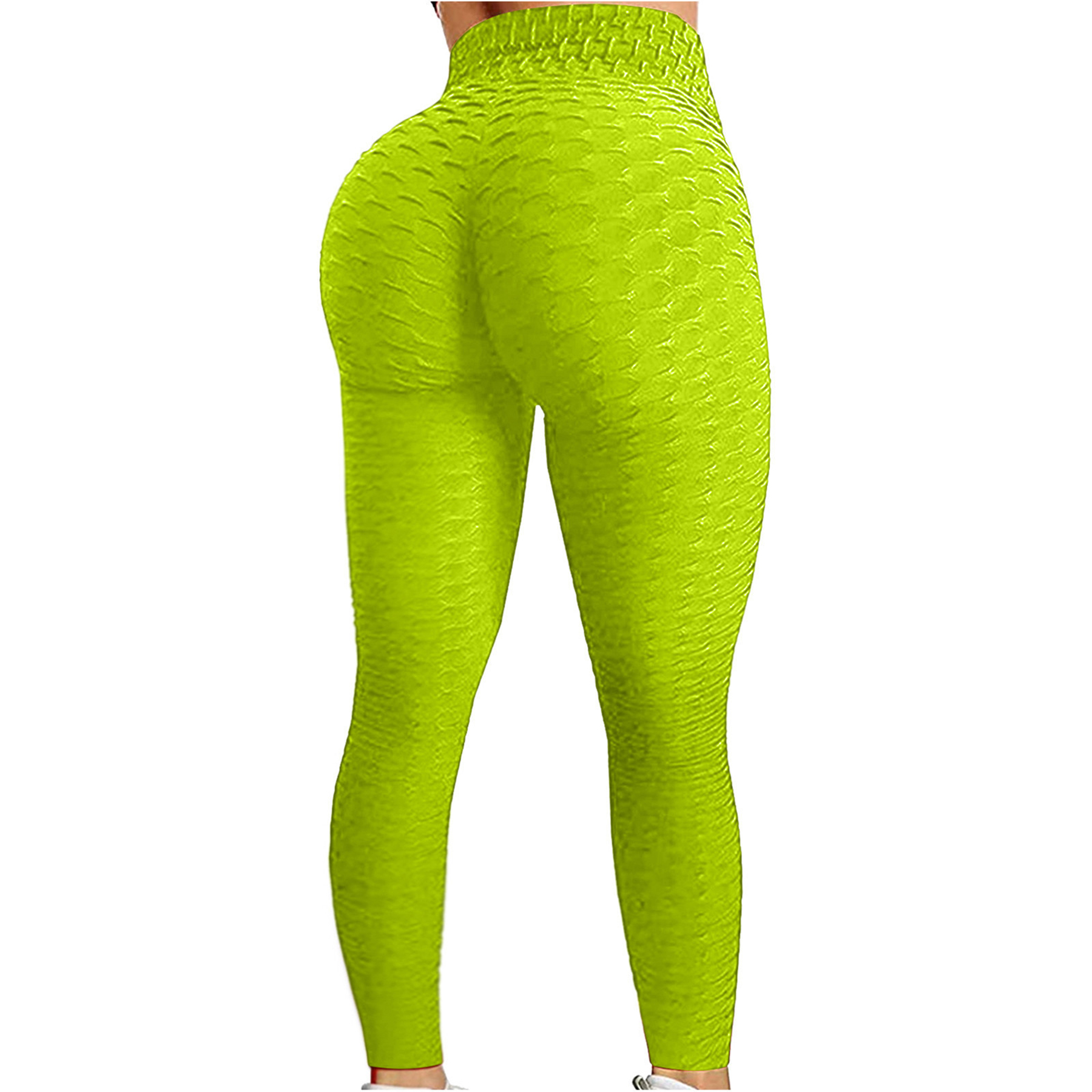 Women High Waist Textured Leggings Yoga Pants 4