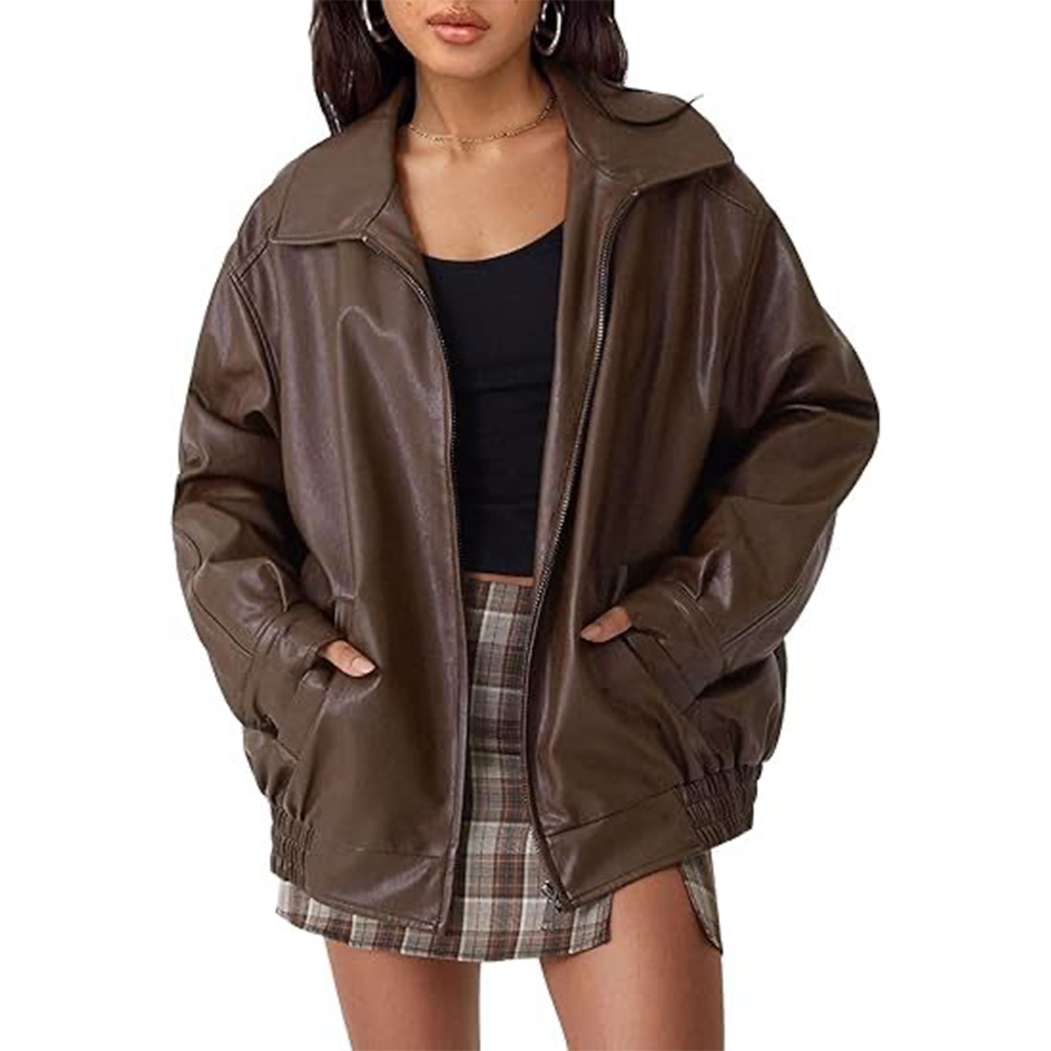 PU Leather Jackets Oversized Faux Motorcycle Plus Size 4