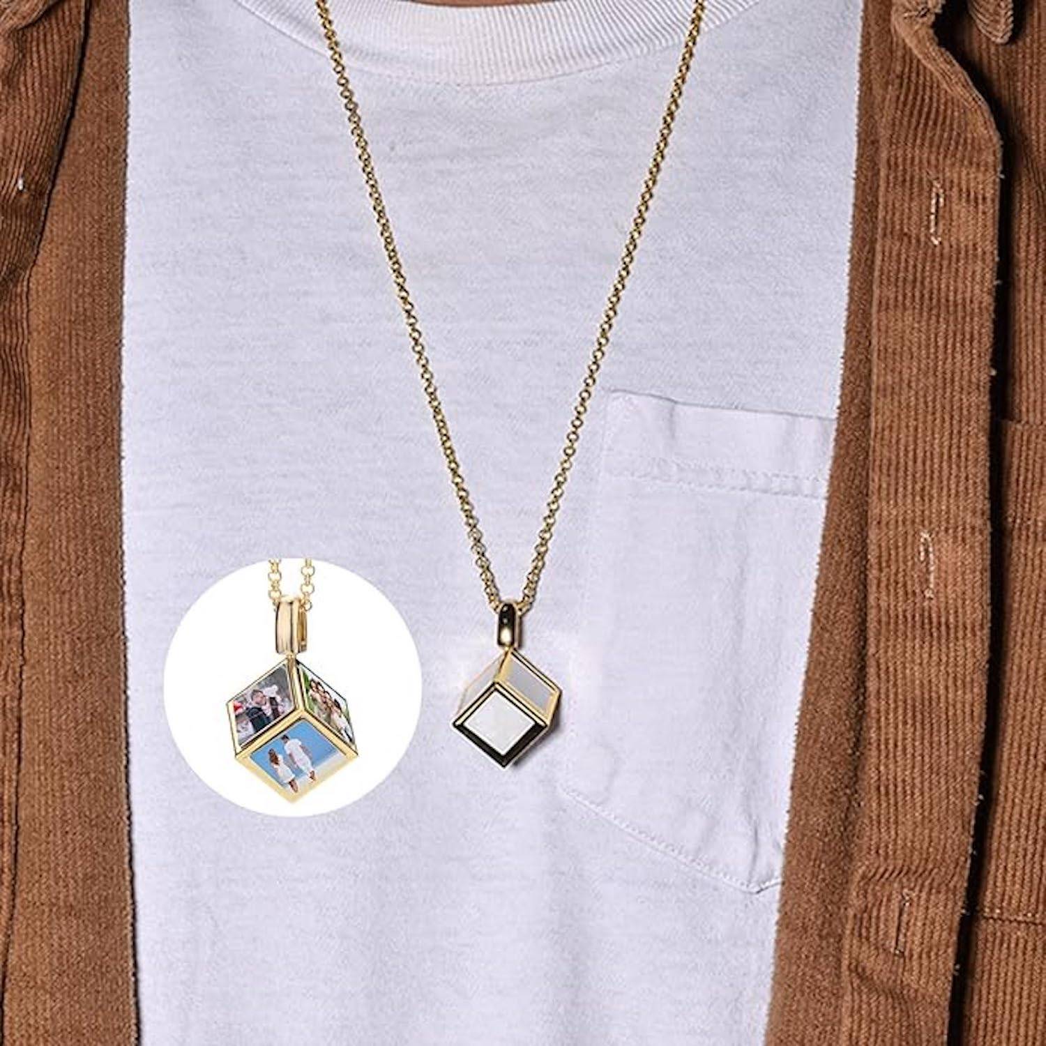 Blank Metal Jewelry Dice Square Pendant Necklace 8