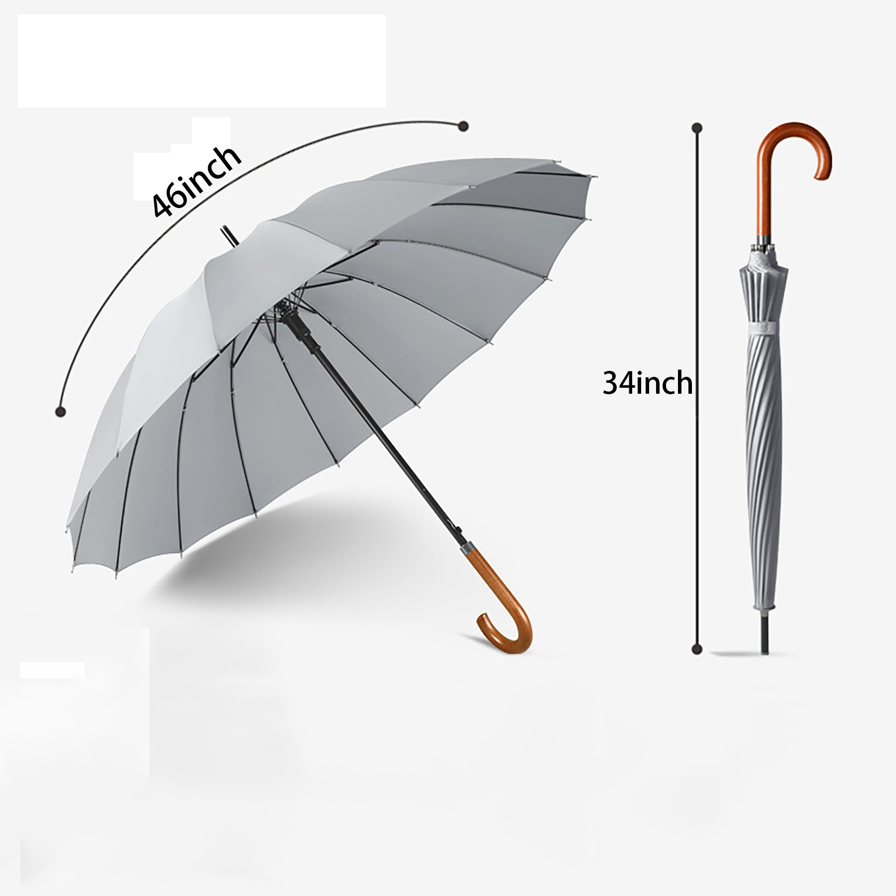 16 Ribs Wooden Handle Automatic Umbrella 6