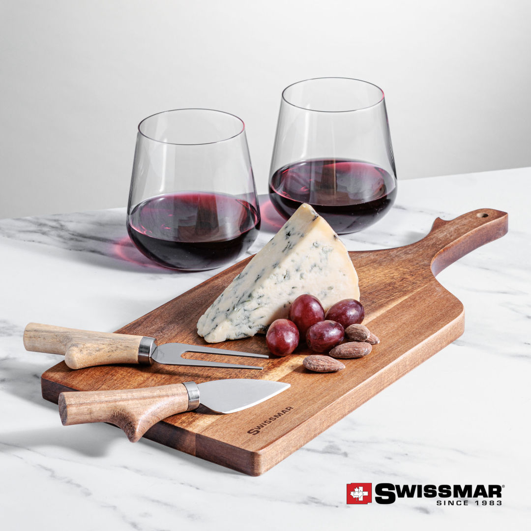 Swissmar® Paddle Board & 2 Howden Stemless Wine 2