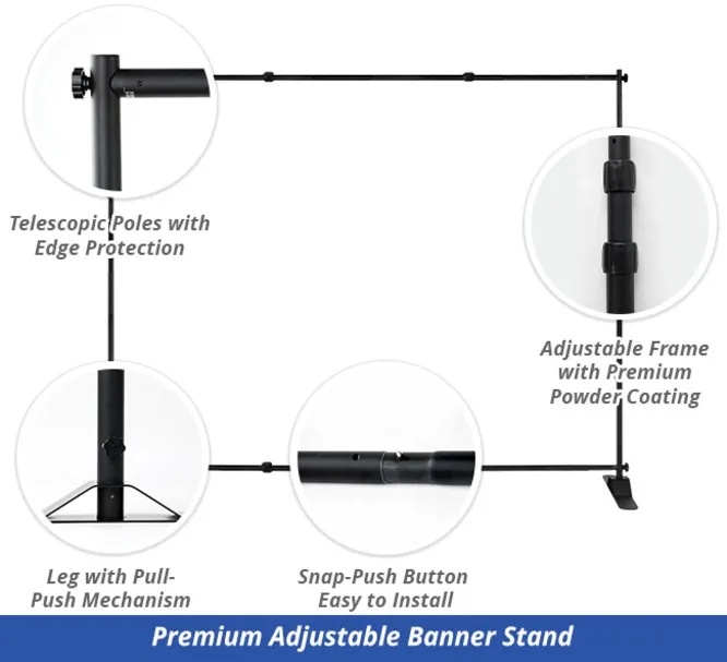 Adjustable Banner Frame Package with premium stand (8' x 8') 1