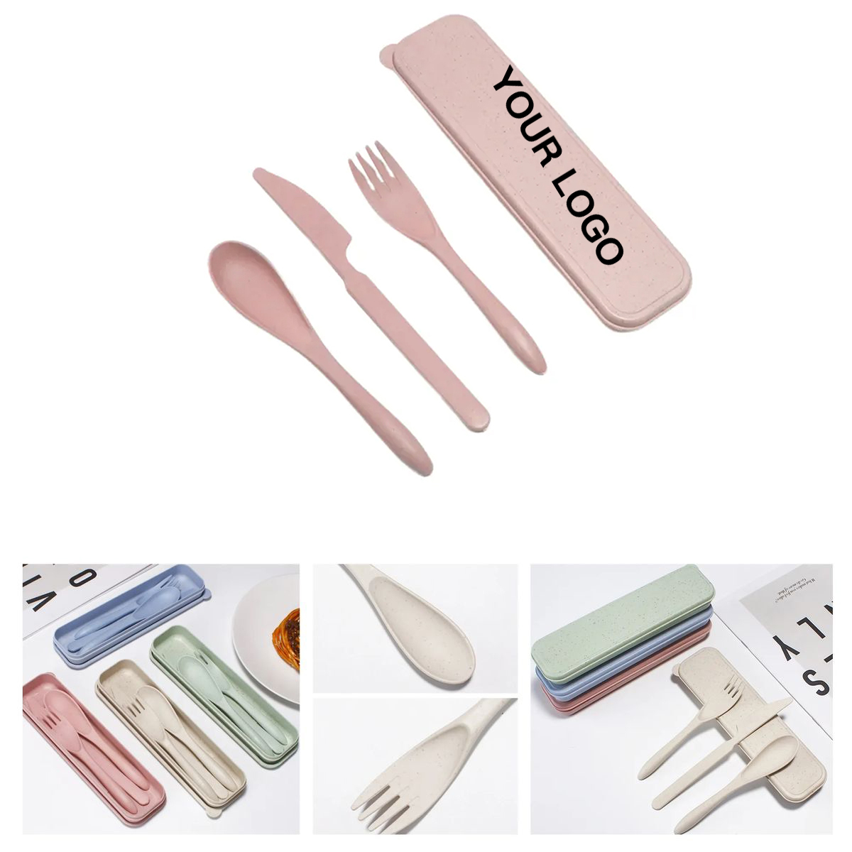 Eco Wheat Straw Cutlery Set with Portable Case 3