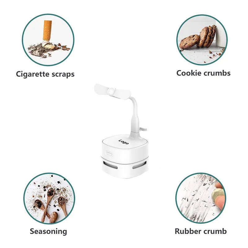 Mini Desktop Vacuum Cleaner with USB Fans 3