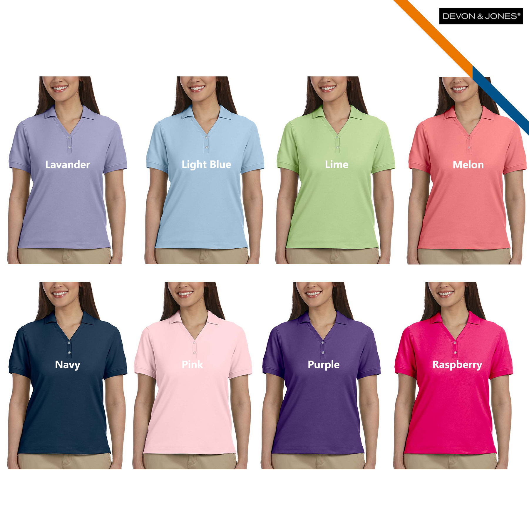 Devon & Jones® Ladies' Y-Collar Polo Shirts 8