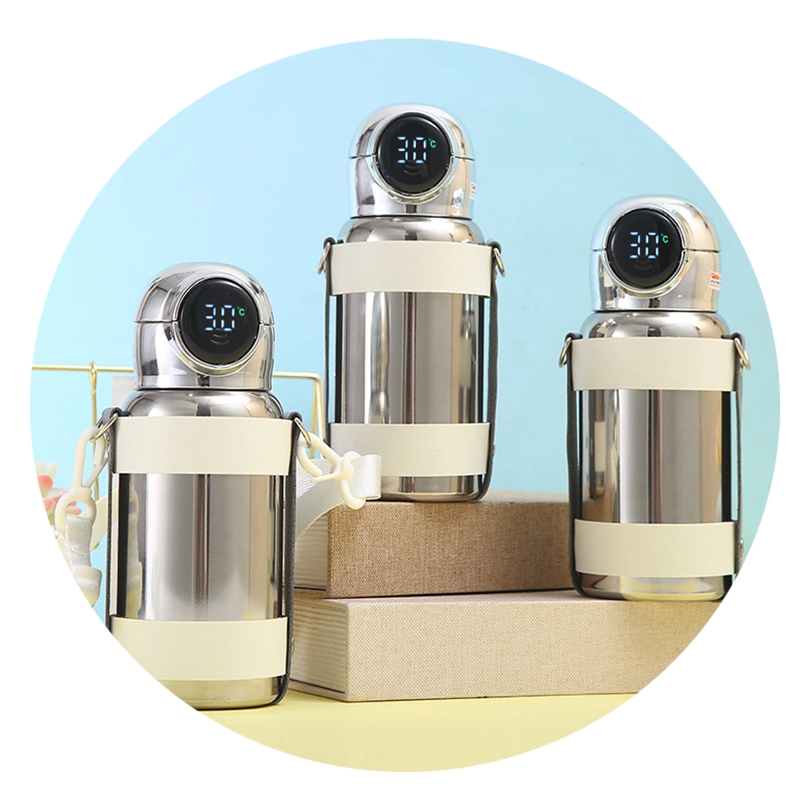 316 Stainless Steel Electroplating Smart Thermos Cup, custom water bottle with logo imprint 3