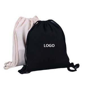 Black White Canvas Drawstring Backpack 4