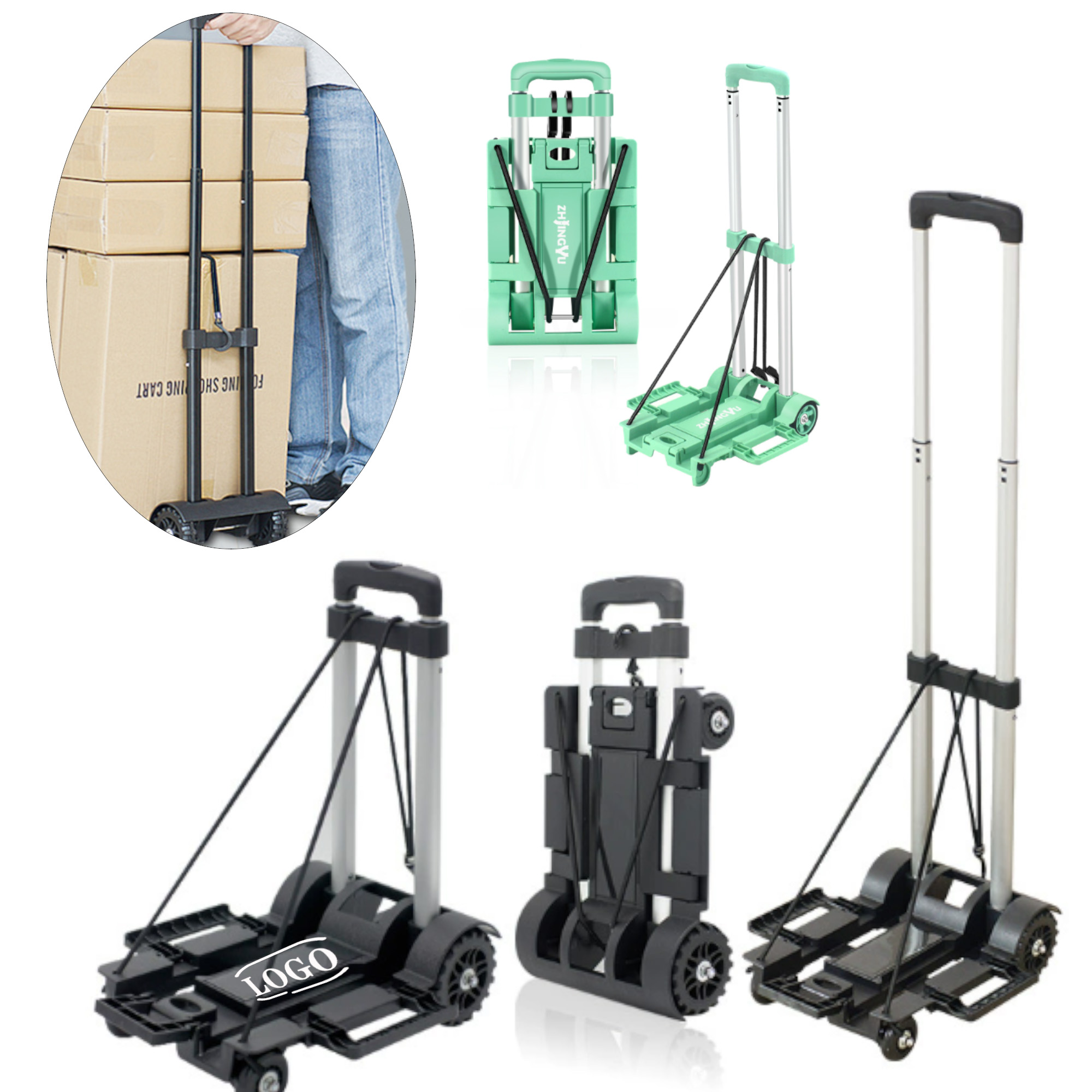 Portable 4 Wheels Foldable Wagon Hand Truck Cart Trolley 3