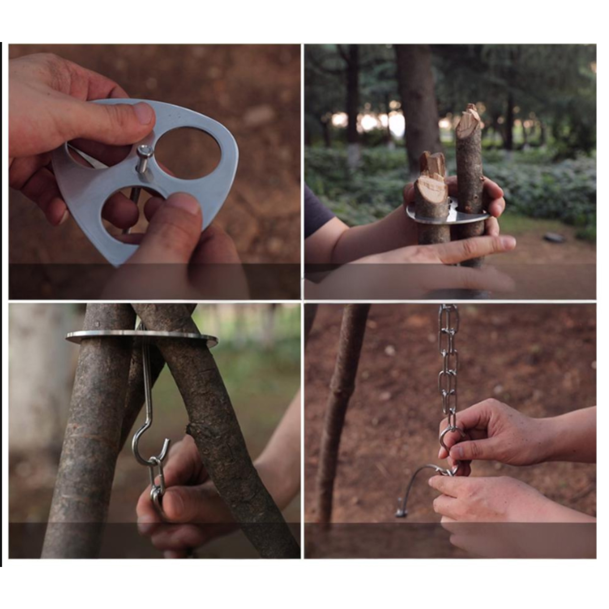 Portable Stainless Steel Outdoor Tripod Hanging Rack 2