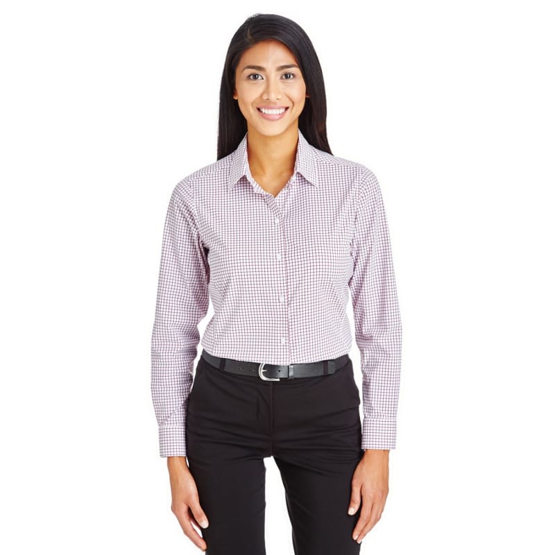 Devon & Jones CrownLux Performance™ Ladies' Micro Windowpane Shirt 2