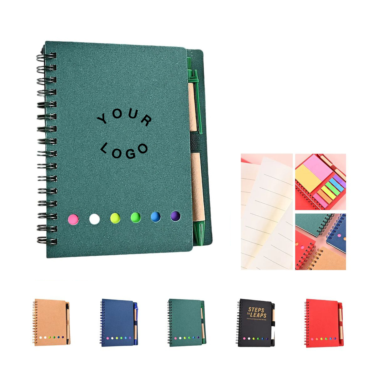 Paper Spiral Notepad with Elastic Pen Loop and Tabs 5