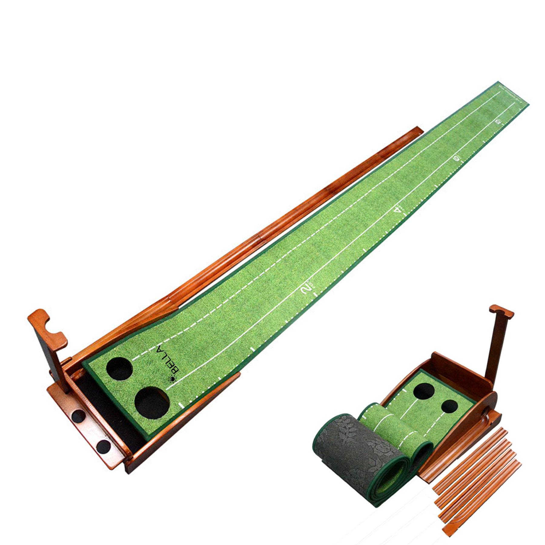 Golf crystal velvet wooden putter practice mat