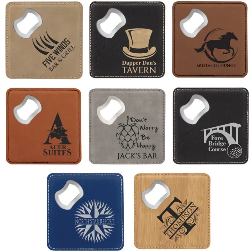 Square Leather Coaster Bottle Opener 5