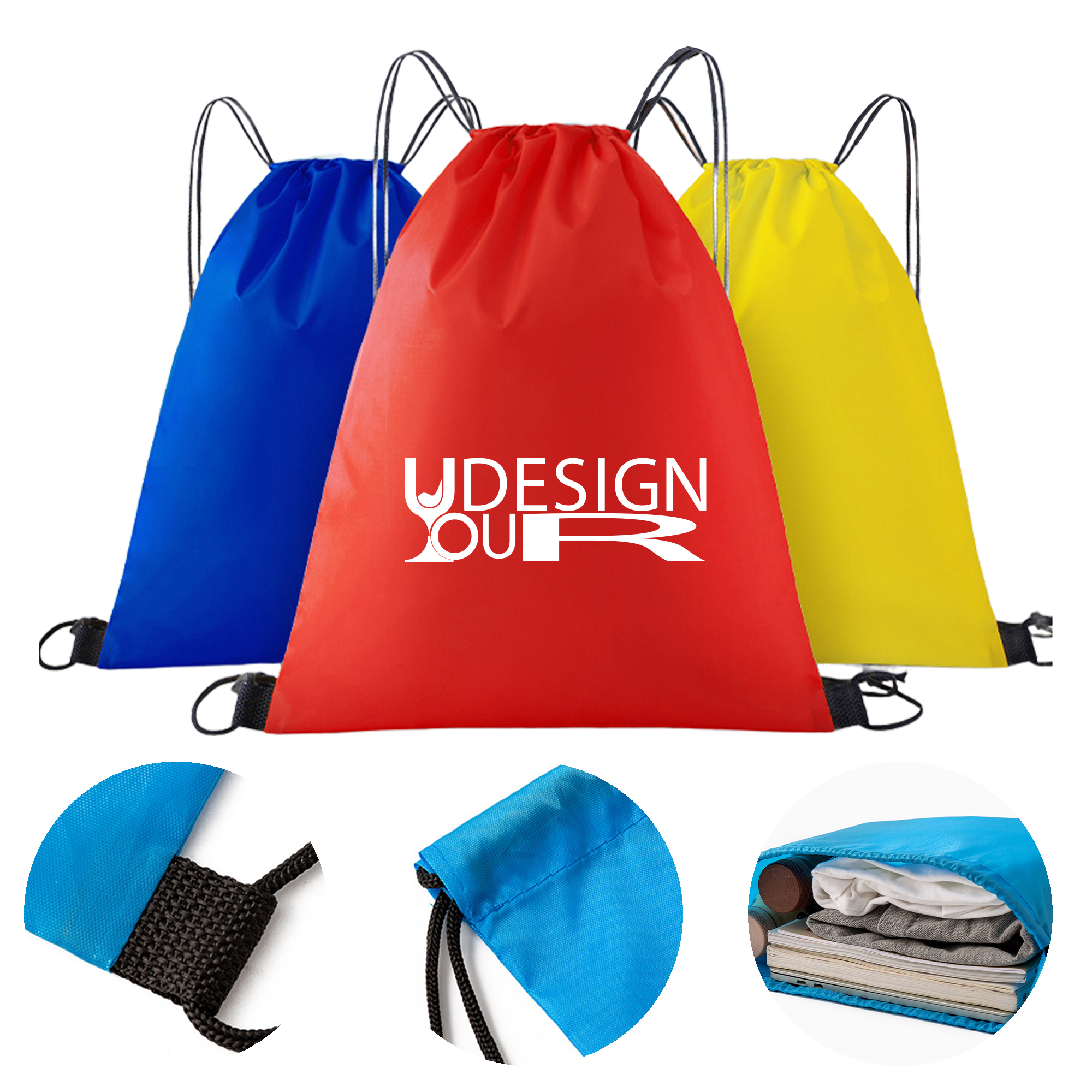 Lightweight 210D Polyester Drawstring Backpack 2