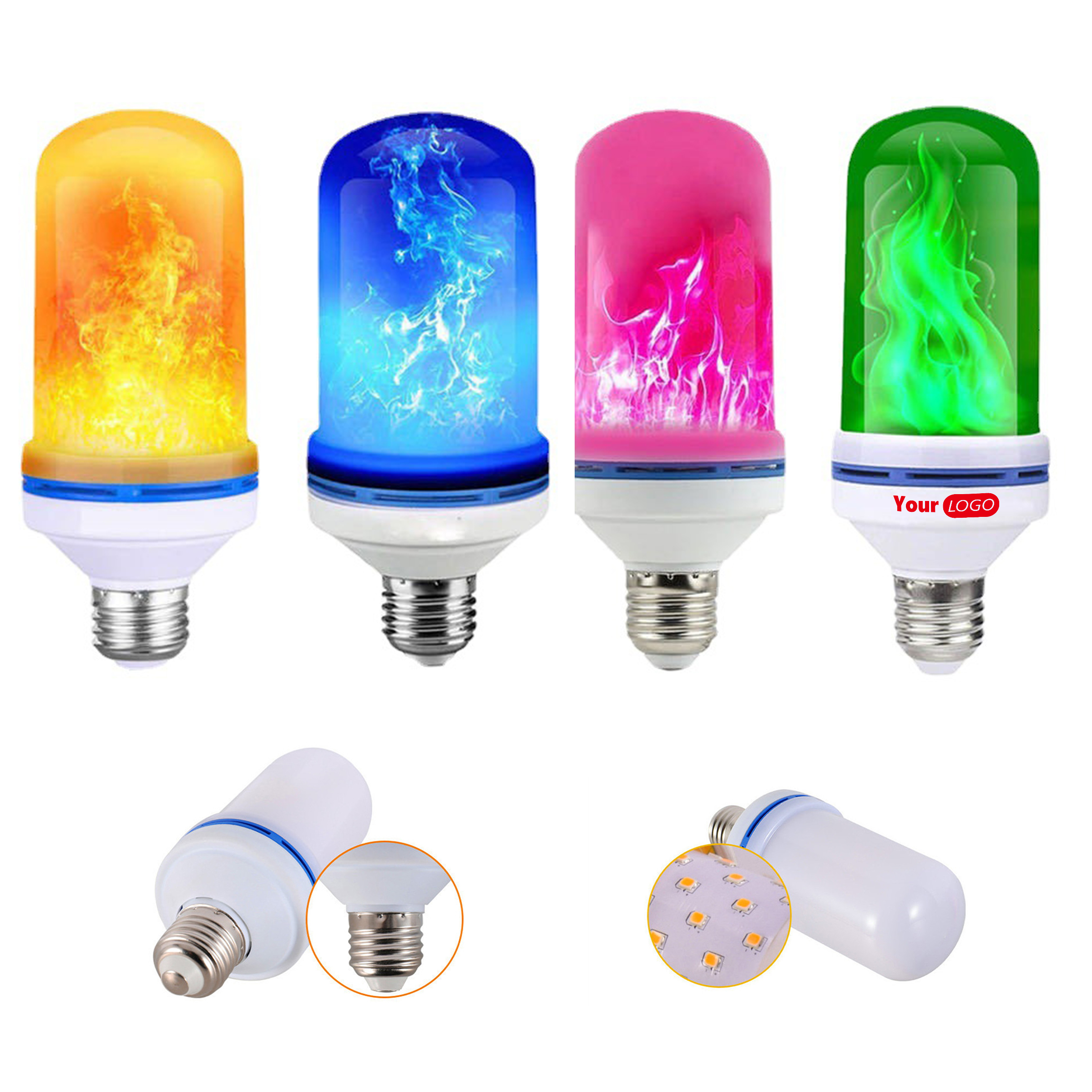Plastic Vibrant Flame Effect Led Light Bulb With Custom Logo 2