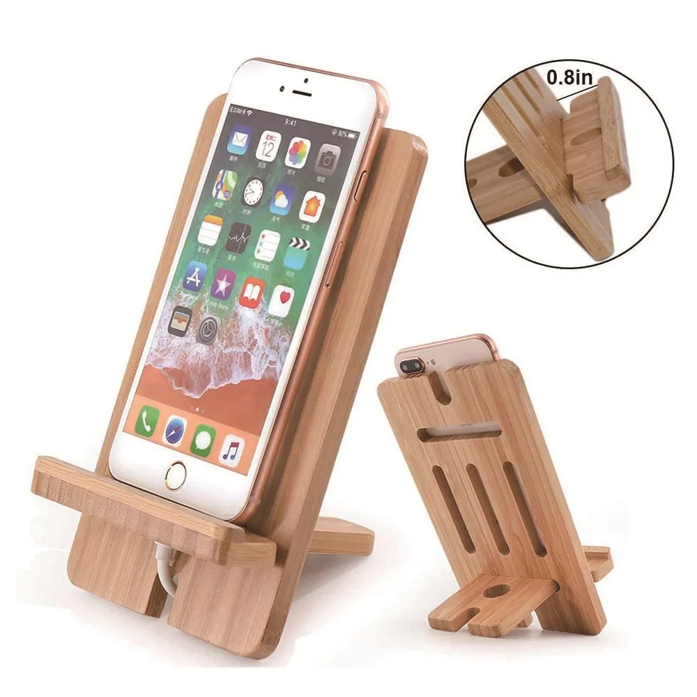 2 in 1 Natural Bamboo Cell Phone Stand 4