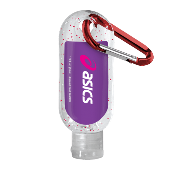 1.9 oz. Single Color Moisture Bead Sanitizer in Clear Bottle with Carabiner 103