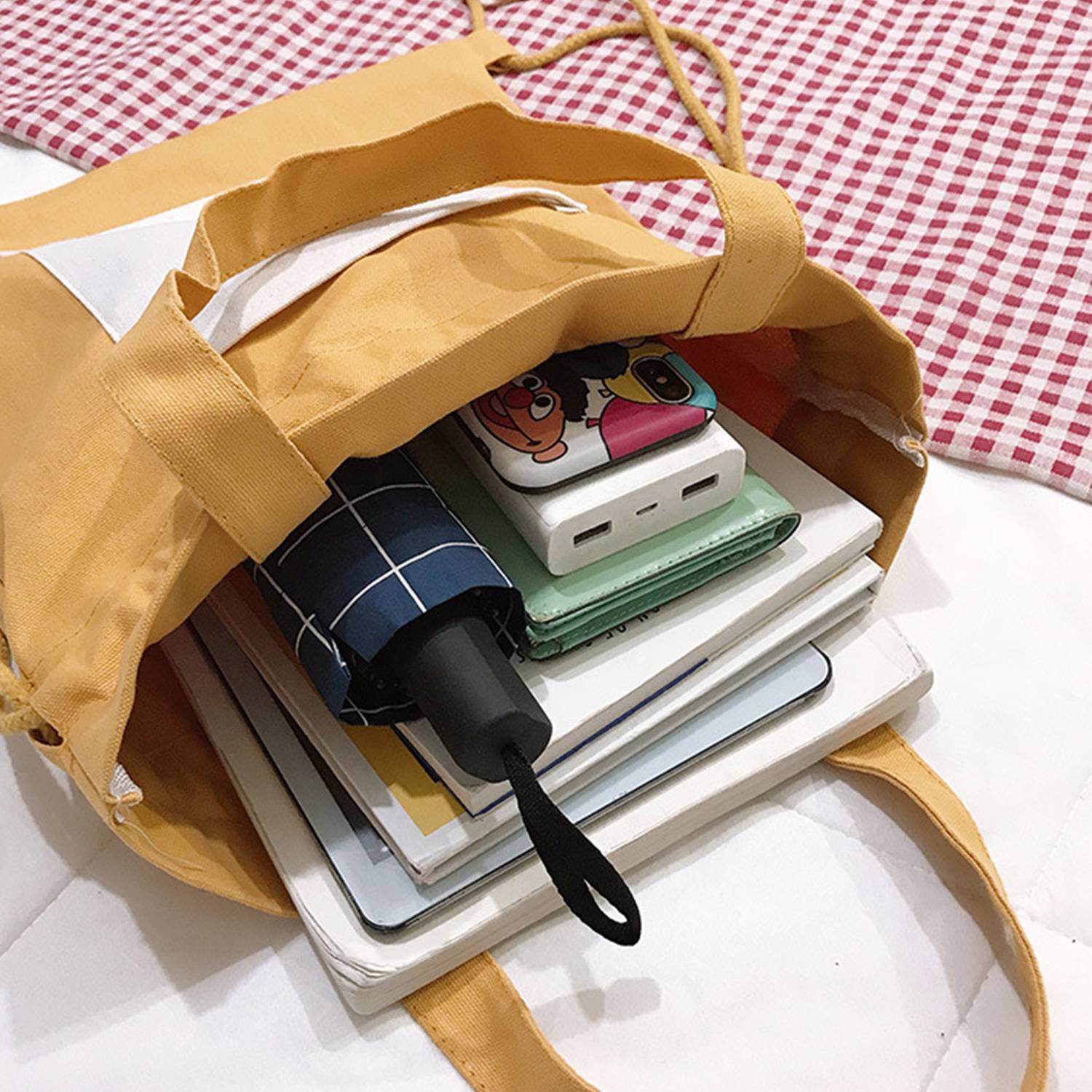 Canvas Drawstring Tote Bag w/ Pocket 5