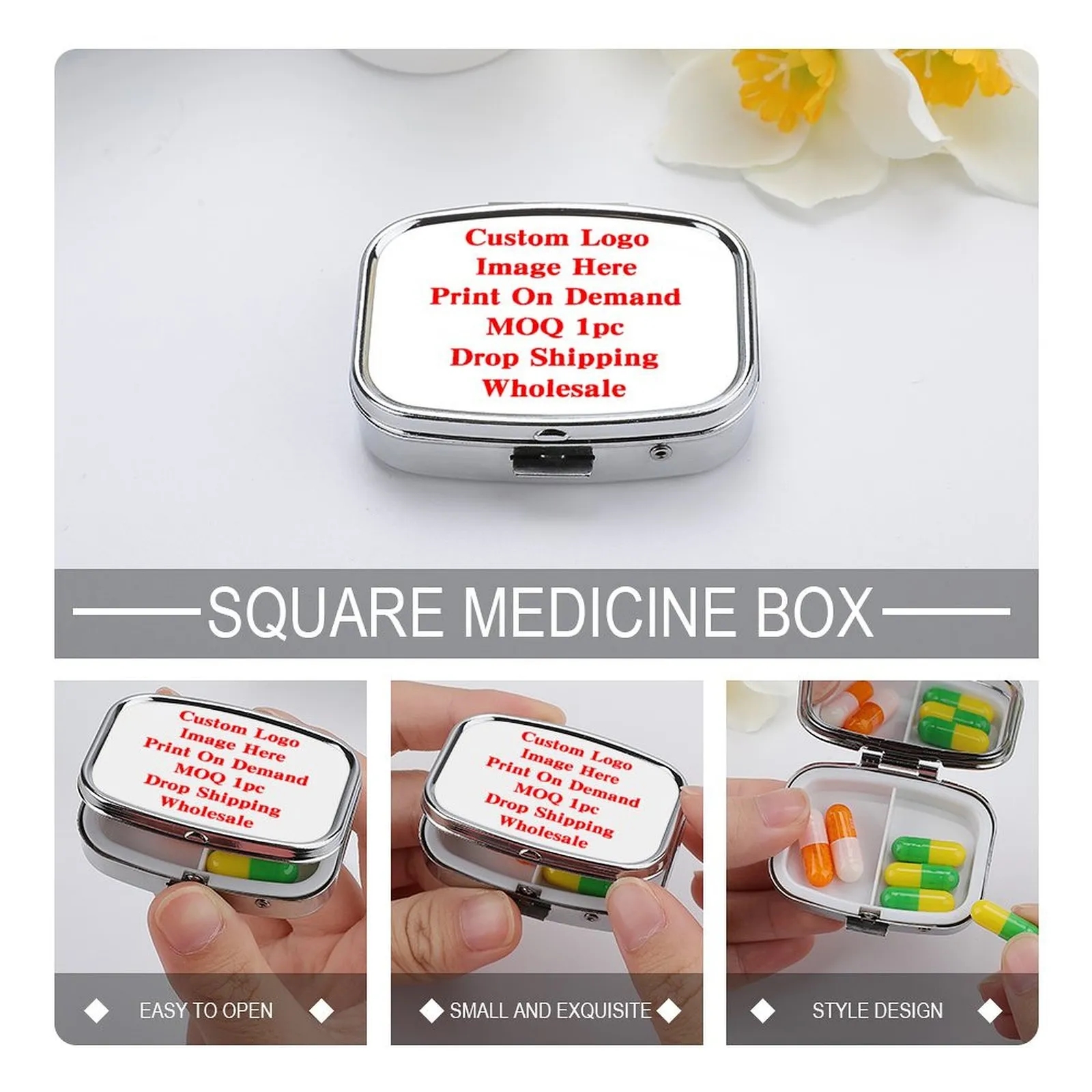 Custom Metal Pill Organizer with Logo - Durable Travel Pill Case for Business Gifts 7