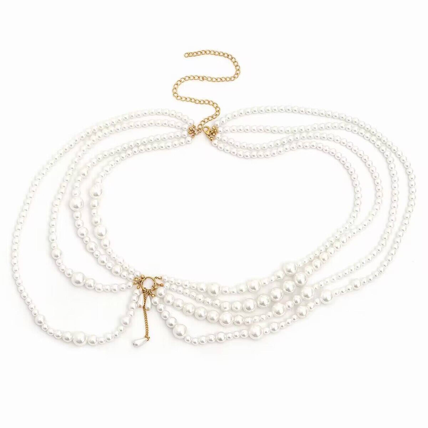 Alloy Multi-layered imitation pearl body chain 1