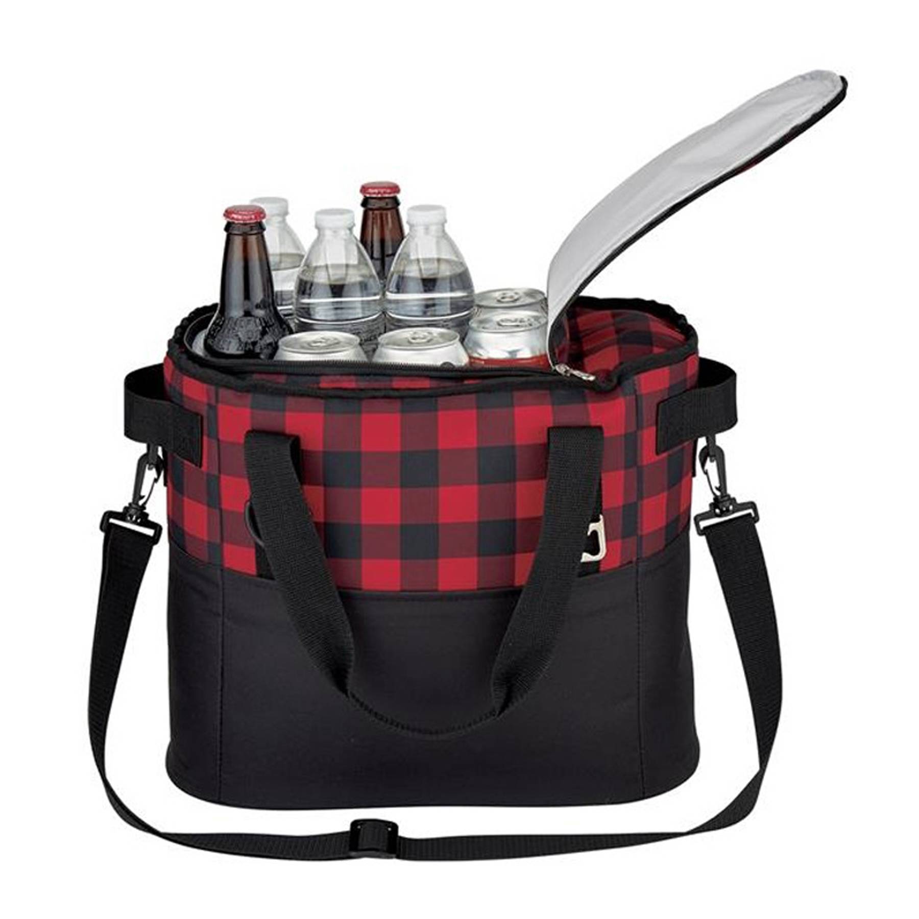 Plaid Pattern Cooler Insulated Bag W/ Bottle Opener 4
