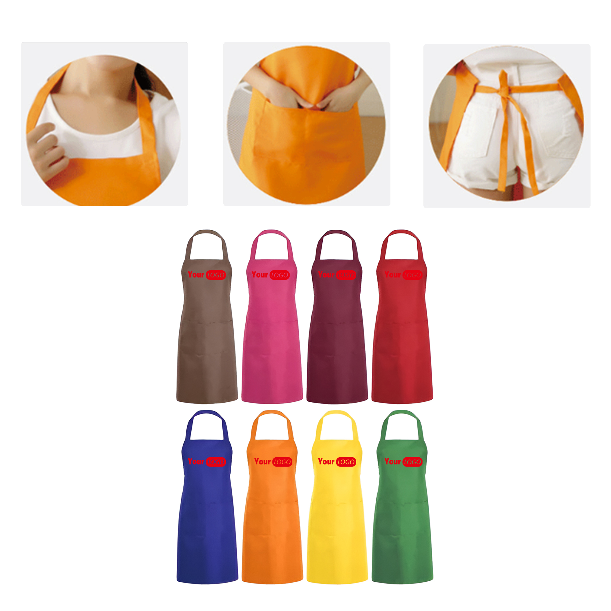 MOQ50 Custom Polyester Kitchen Apron With Logo 2