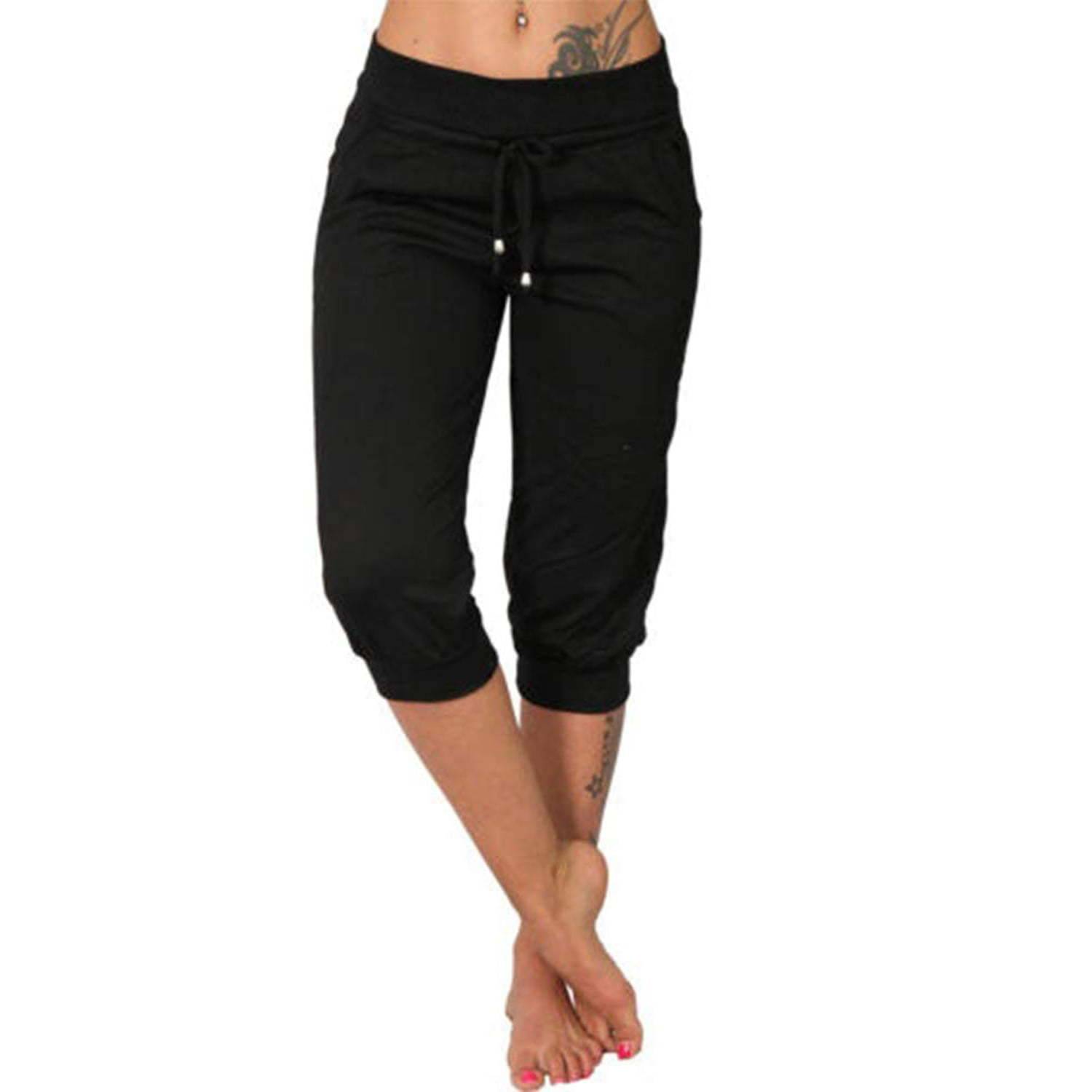Women's Plus Size Sexy Solid Color Sports Yoga Capri Pants 5