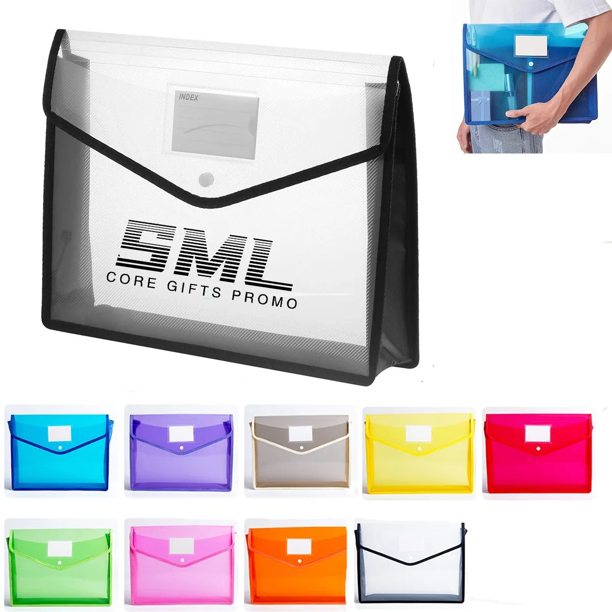 A4 Expandable Envelopes Plastic Document Folder with Button 2