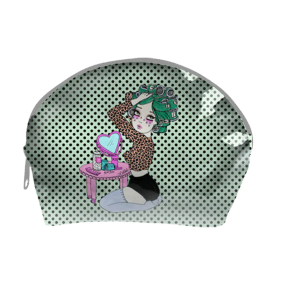 Half Moon Cosmetic Pouch with Clear Vinyl Overlay 4