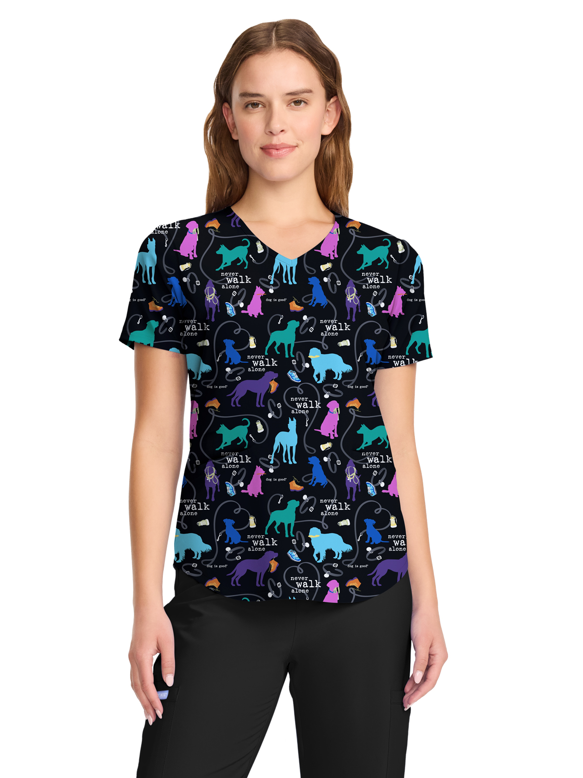 Cherokee - Tooniforms - Women's V-Neck Print Top 22