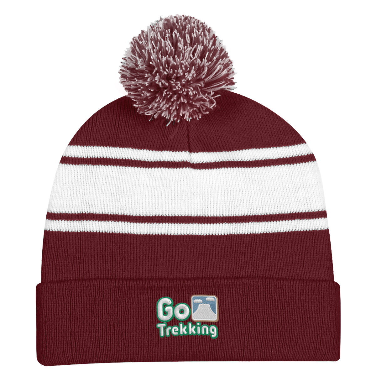 Two-Tone Knit Pom Beanie With Cuff 14