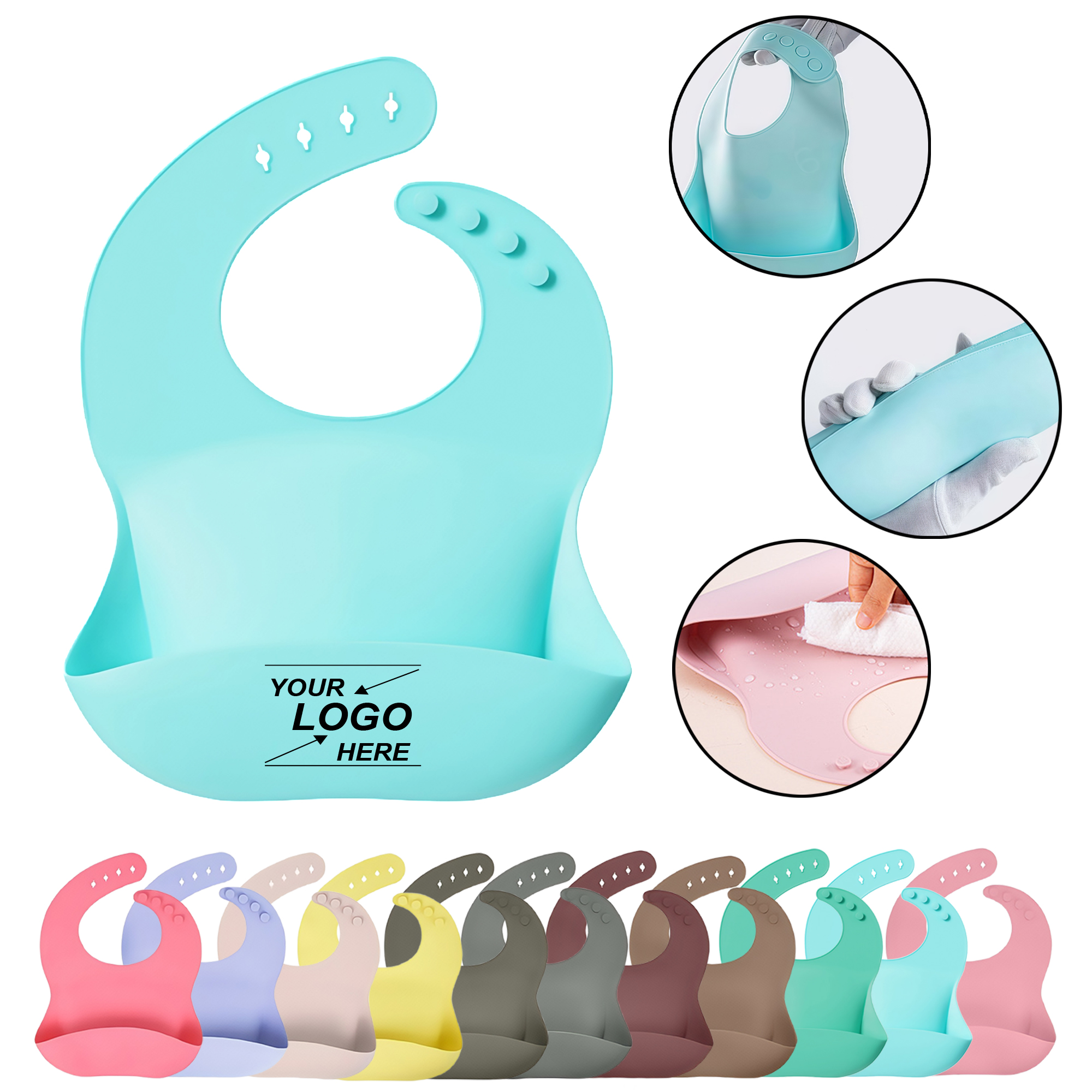 3D Curved Silicone Baby Bib with 4 Adjustable Straps 8