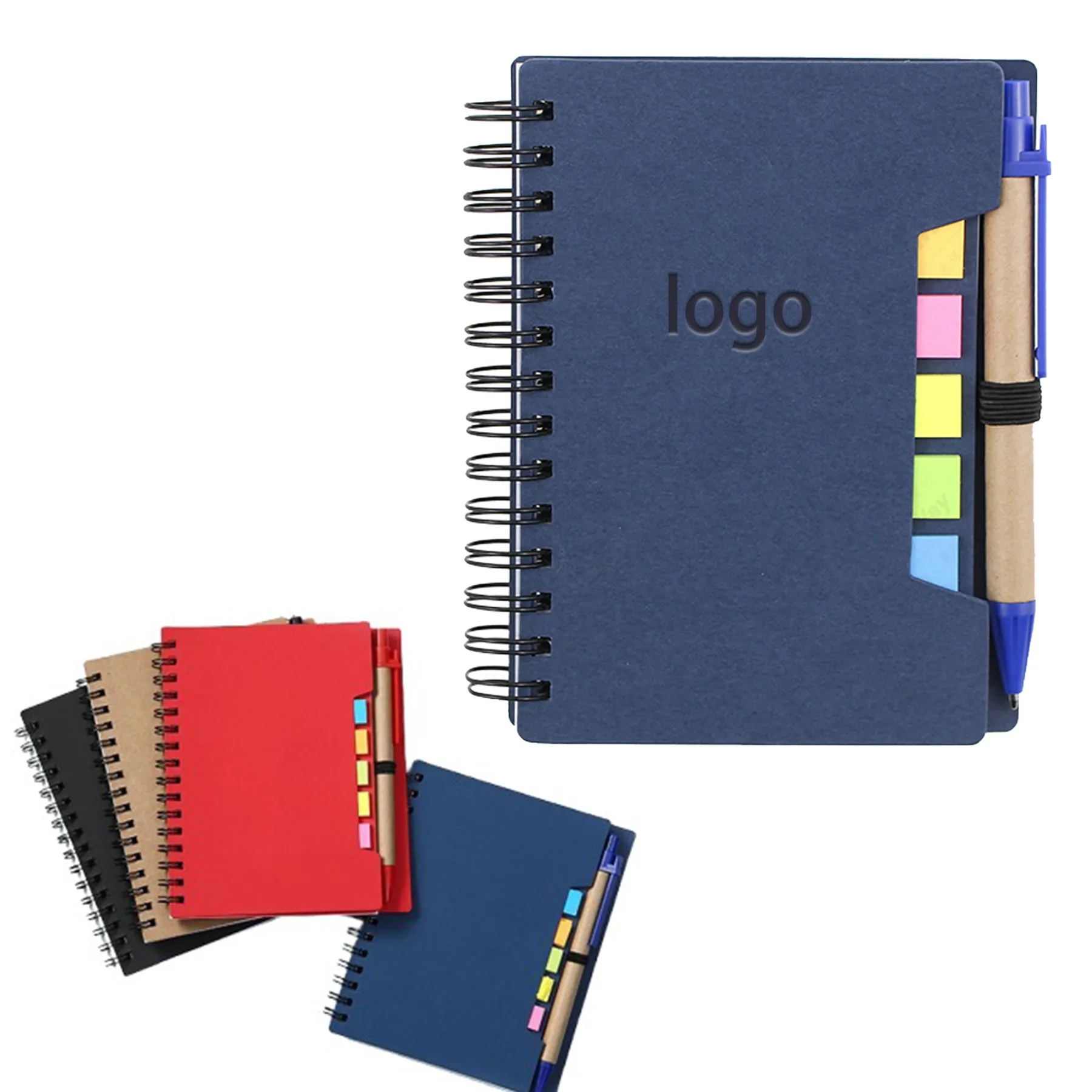 Brown paper notebook with pen and post-it notes 3