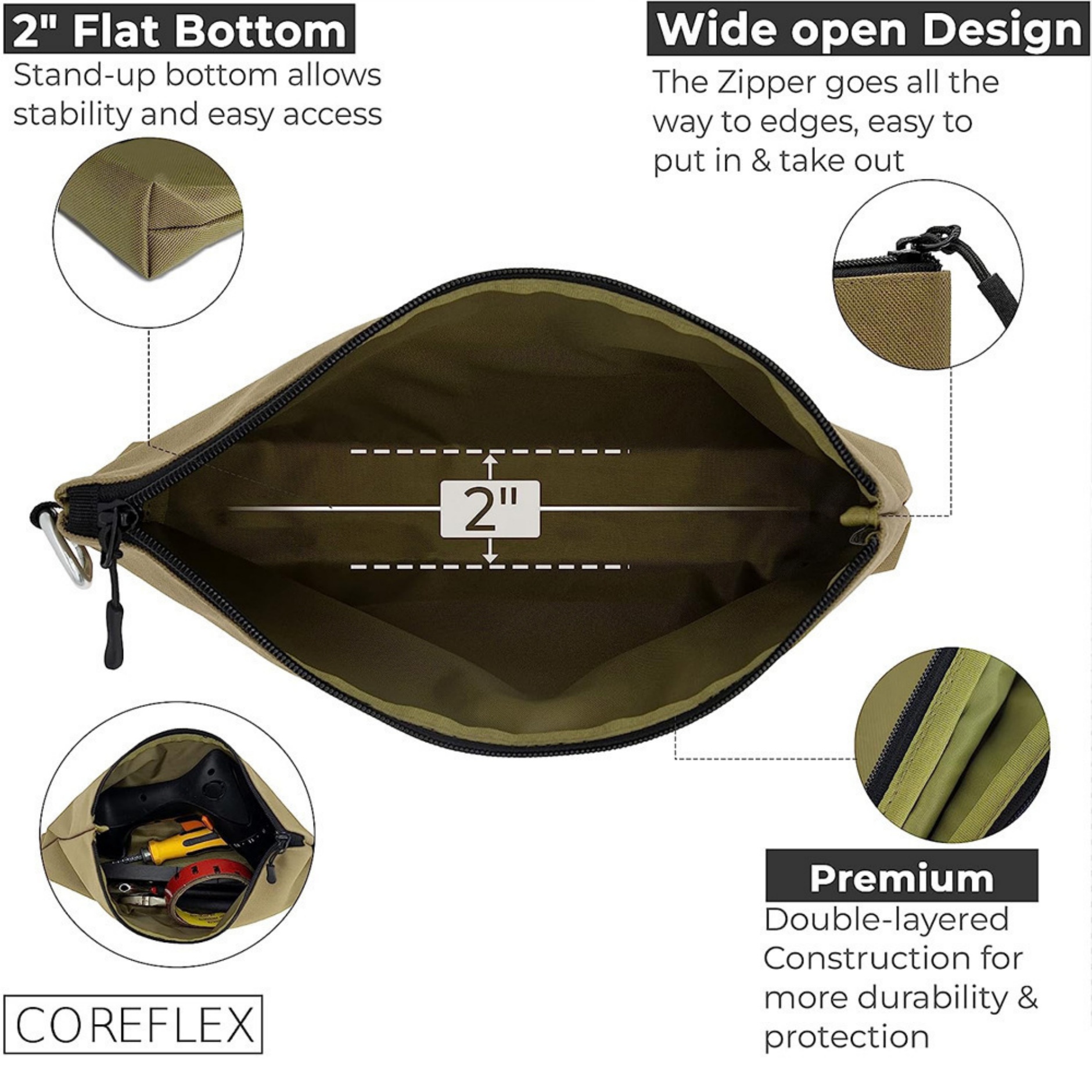 Premium Tool Zipper Pouch with Carabiner 1