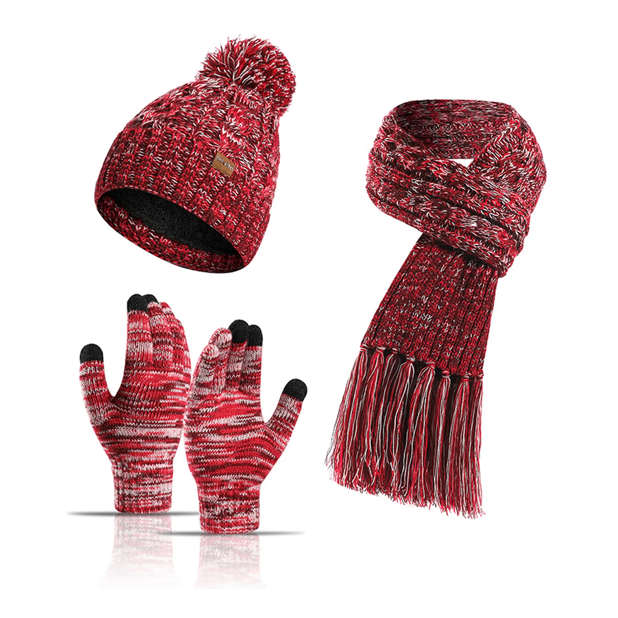 3 Piece Cable Knitted Hat Gloves & Scarf Winter Set 5
