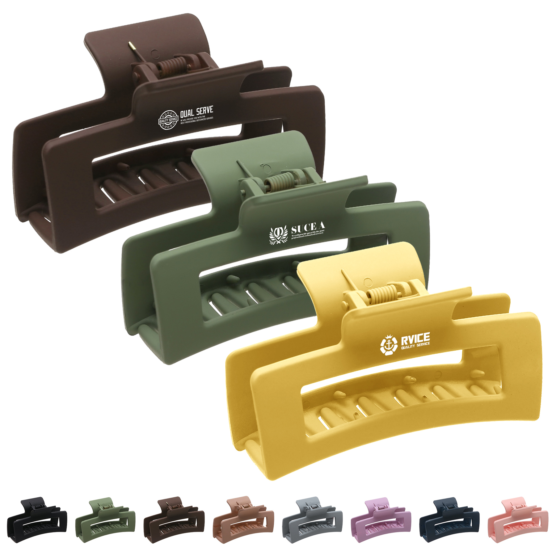 3.35" L Pad Printed Rectangle Hair Clips for Women 2